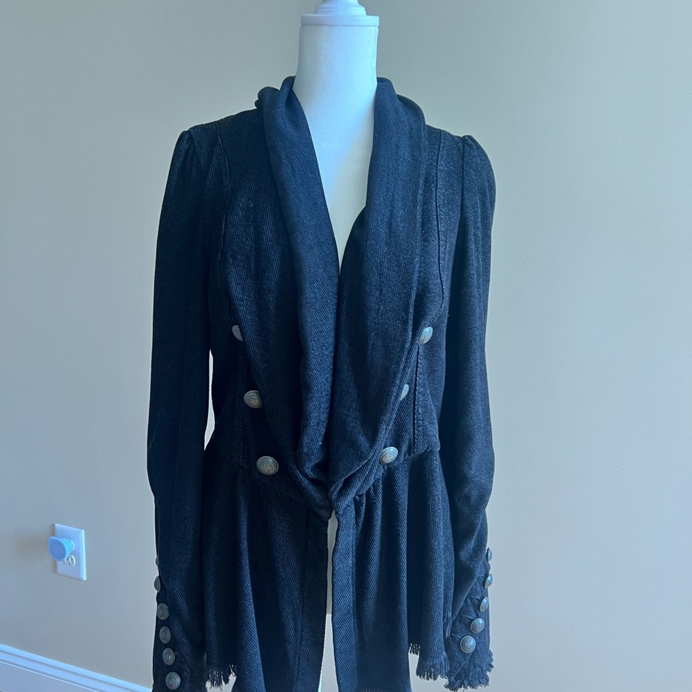 Free People Black Blazer with Silver Buttons. NWT